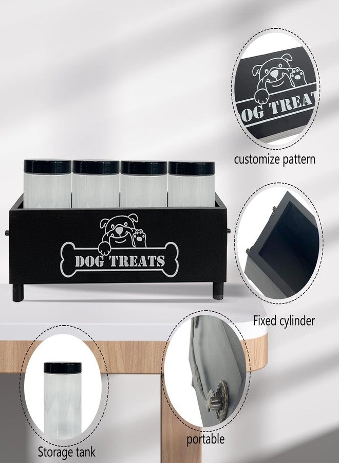 Hlimior Large Dog Treats Container, Dog Cookie Jar for Dogs Cat Treats Container, Farmhouse Wood Pet Treats Storage Organizer for Dog Food Storage Container with 4 Jars, Cat Dog Treat Organizer - Image 3